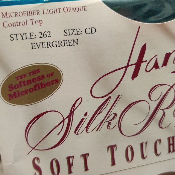 Vintage Hanes Silk Reflections Opaque Control Top Evergreen 262 1990s Sz CD - Picture 2 of 5